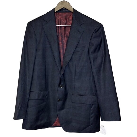 Knot Standard Beilla Men's Blazer 100% Wool  Unfinished Tailored Blue Size 40 - Picture 1 of 11